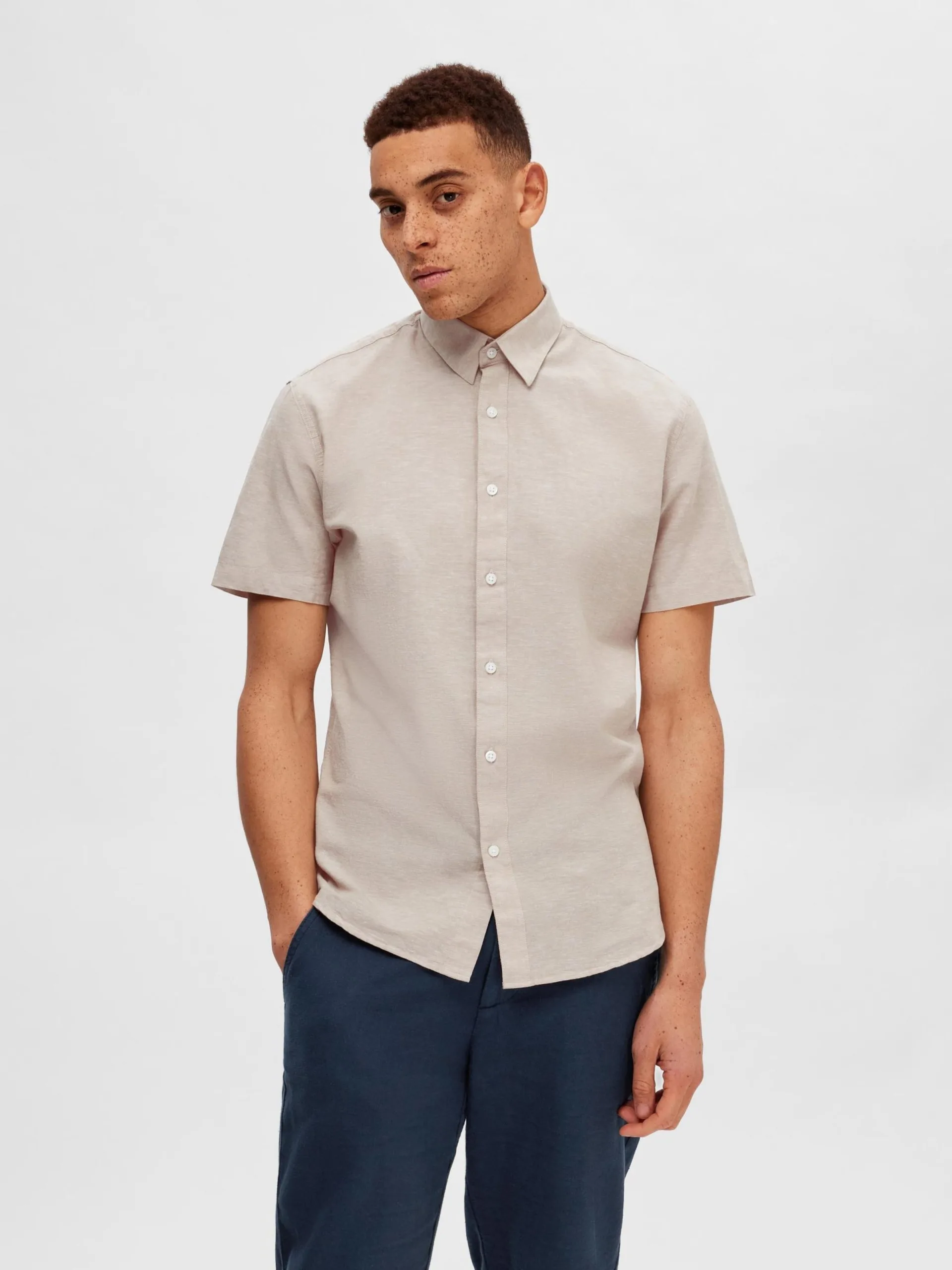 Selected Homme Casual Overhemden Slim Fit Overhemd Heren Beige 4 Selected Homme Casual Overhemden Slim Fit Overhemd Heren Beige - Afbeelding 2