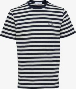Selected Homme T-shirts Shirt Ricky Heren Nachtblauw / Wit