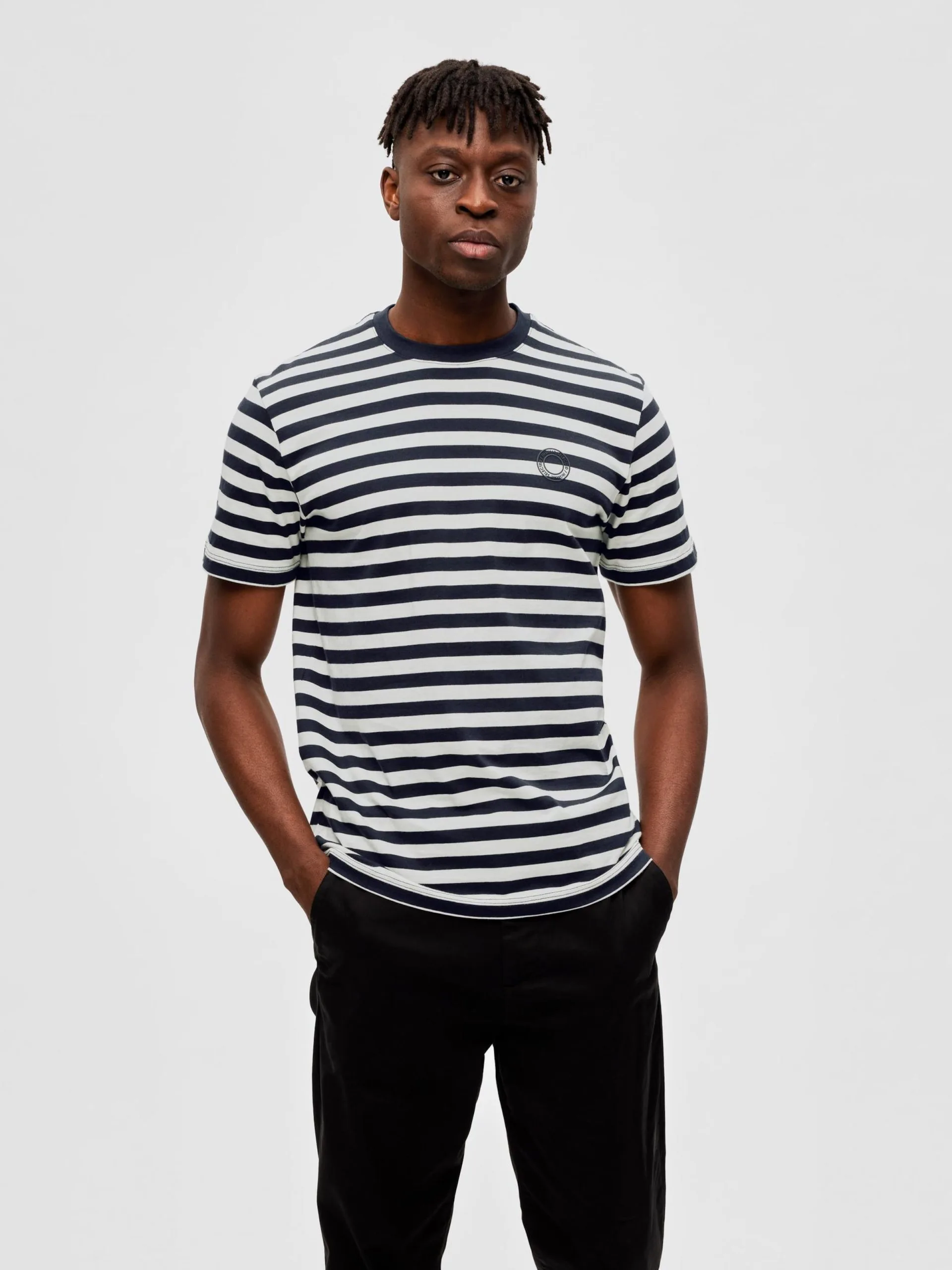 Selected Homme T-shirts Shirt Ricky Heren Nachtblauw / Wit 4 Selected Homme T-shirts Shirt Ricky Heren Nachtblauw / Wit - Afbeelding 2