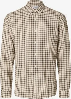 Selected Homme Geruite Overhemden Regular Fit Overhemd OWEN Heren Crème / Taupe / Donkerbruin