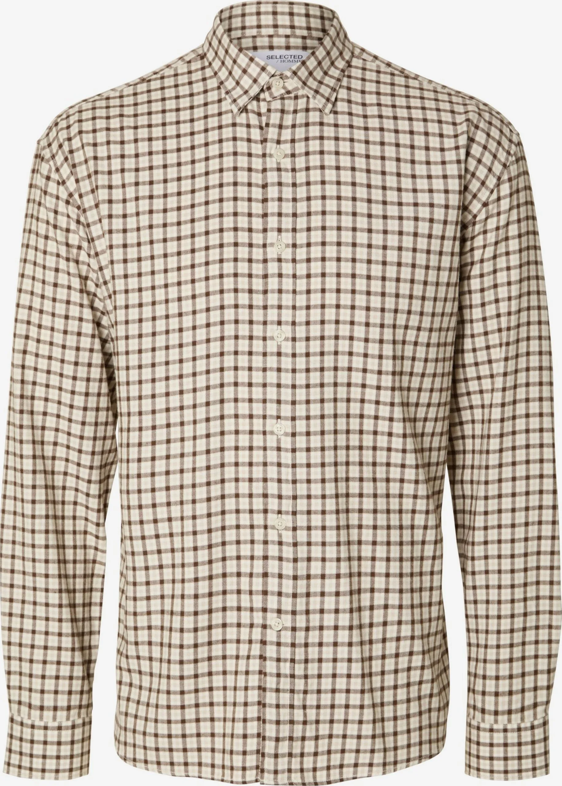 Selected Homme Geruite Overhemden Regular Fit Overhemd OWEN Heren Crème / Taupe / Donkerbruin 3 Selected Homme Geruite Overhemden Regular Fit Overhemd OWEN Heren Crème / Taupe / Donkerbruin
