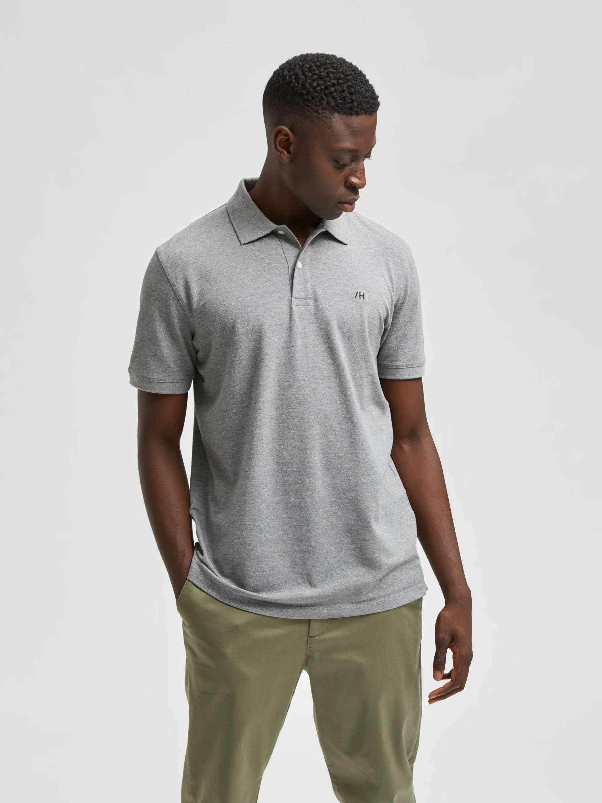 Selected Homme Polos Shirt Aze Heren Grijs Gemêleerd 4 Selected Homme Polos Shirt Aze Heren Grijs Gemêleerd - Afbeelding 2