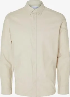 Selected Homme Casual Overhemden Regular Fit Overhemd Owen Heren Beige