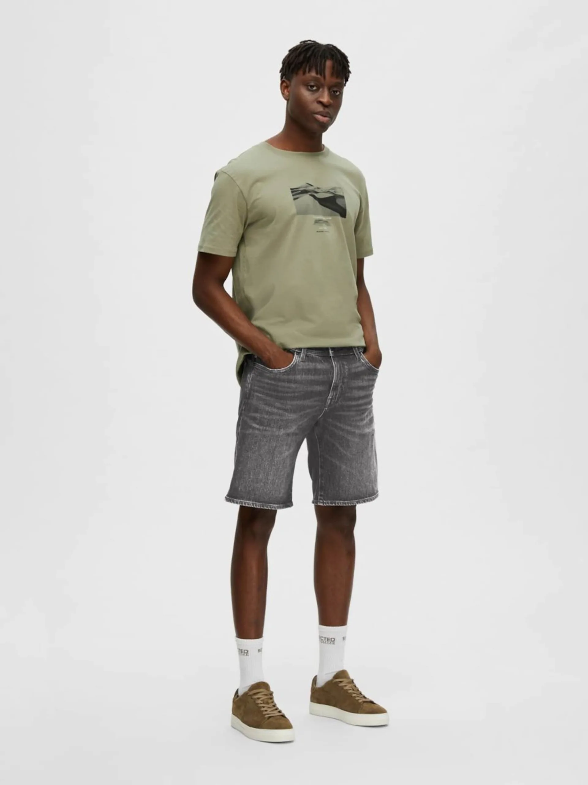 Selected Homme Denim Shorts Regular Jeans Heren Grijs 6 Selected Homme Denim Shorts Regular Jeans Heren Grijs - Afbeelding 4