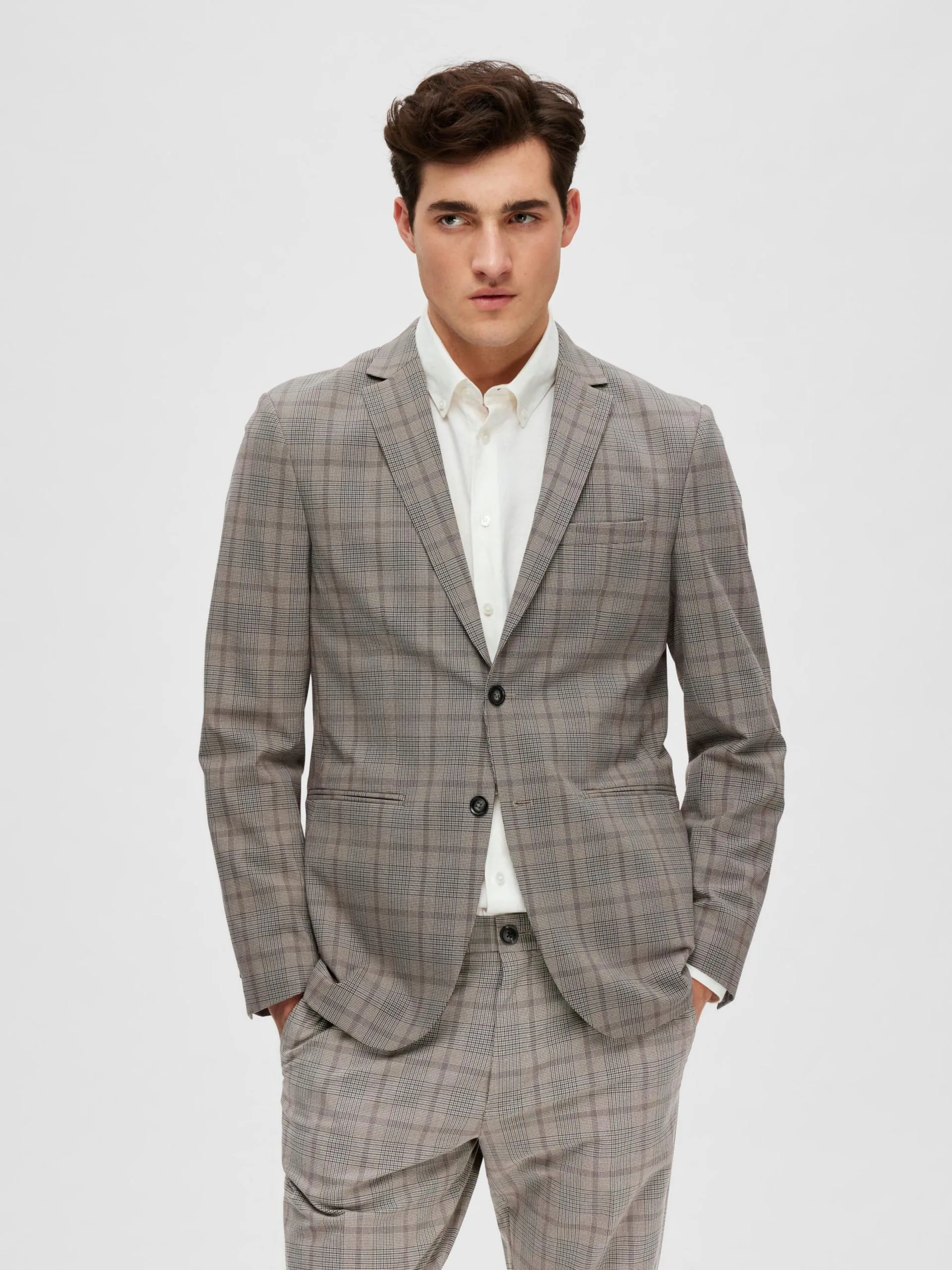 Selected Homme Blazers Slim Fit Colbert Liam Lucas Heren Stone Grey 4 Selected Homme Blazers Slim Fit Colbert Liam Lucas Heren Stone Grey - Afbeelding 2