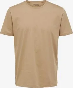 Selected Homme T-shirts Shirt Aspen Heren Lichtbruin