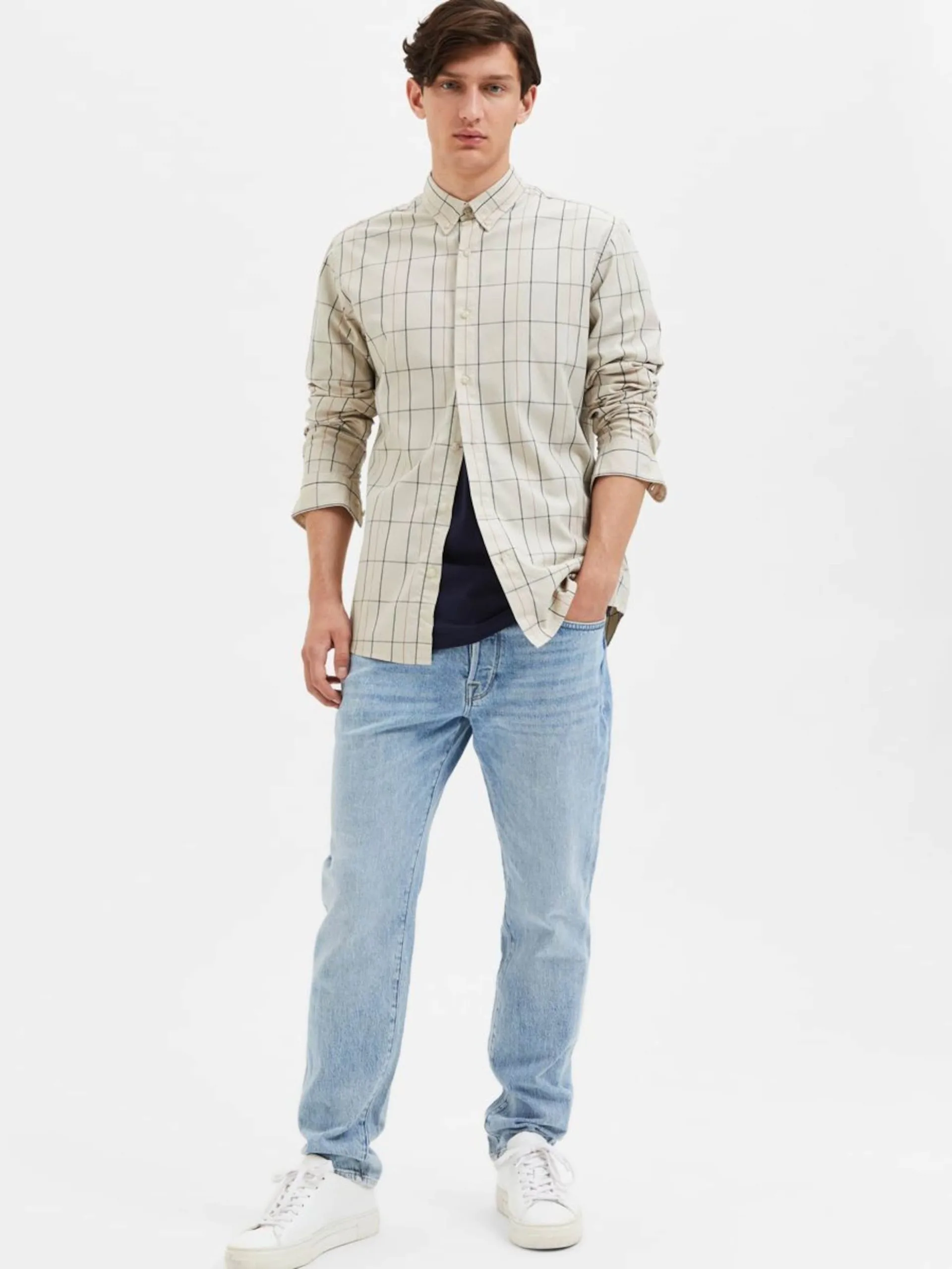 Selected Homme Geruite Overhemden Regular Fit Overhemd Heren Beige 7 Selected Homme Geruite Overhemden Regular Fit Overhemd Heren Beige - Afbeelding 5