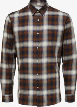 Selected Homme Geruite Overhemden Regular Fit Overhemd Robin Heren Roestbruin