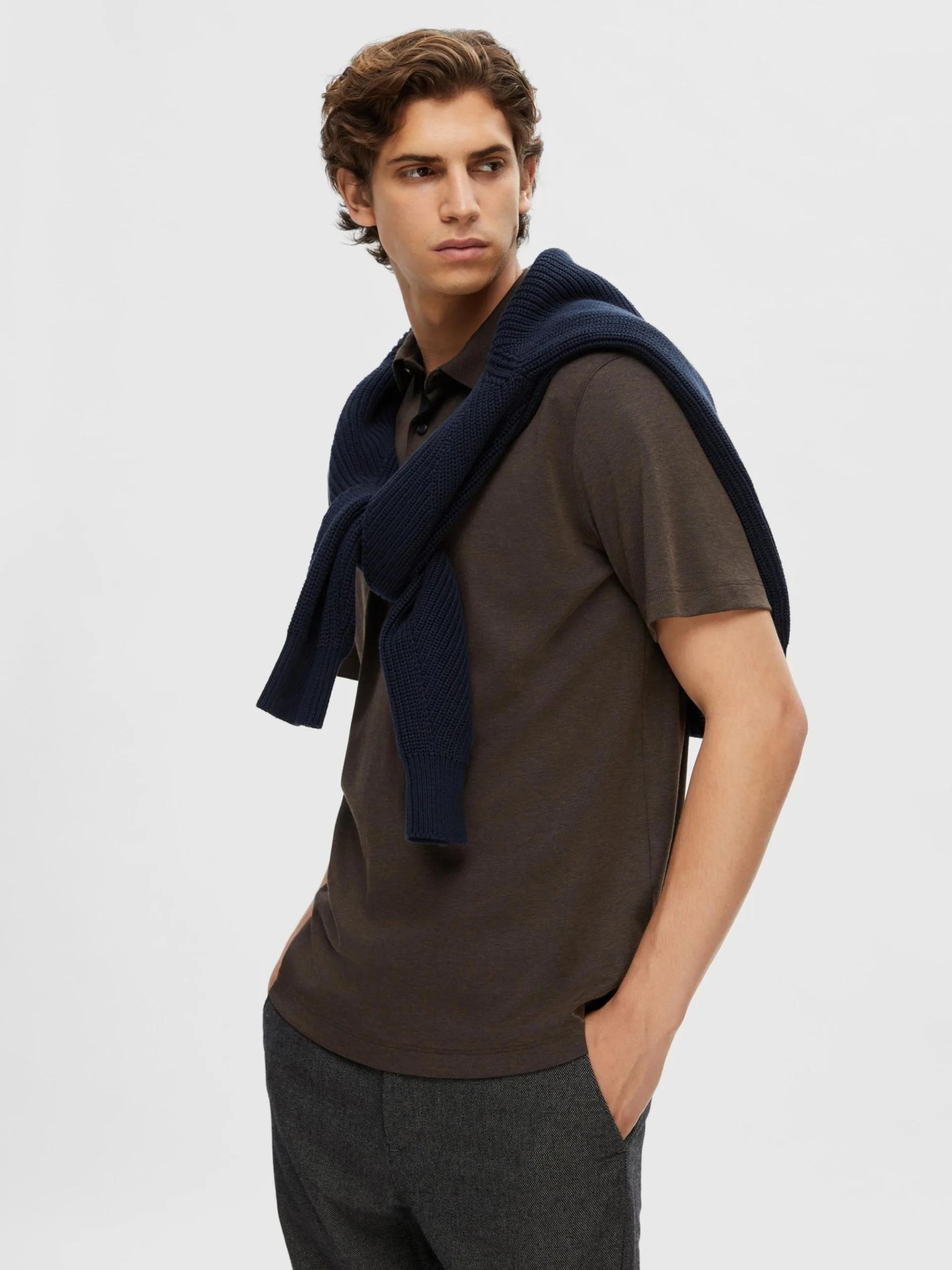 Selected Homme Polos Shirt Leroy Heren Bruin 7 Selected Homme Polos Shirt Leroy Heren Bruin - Afbeelding 5