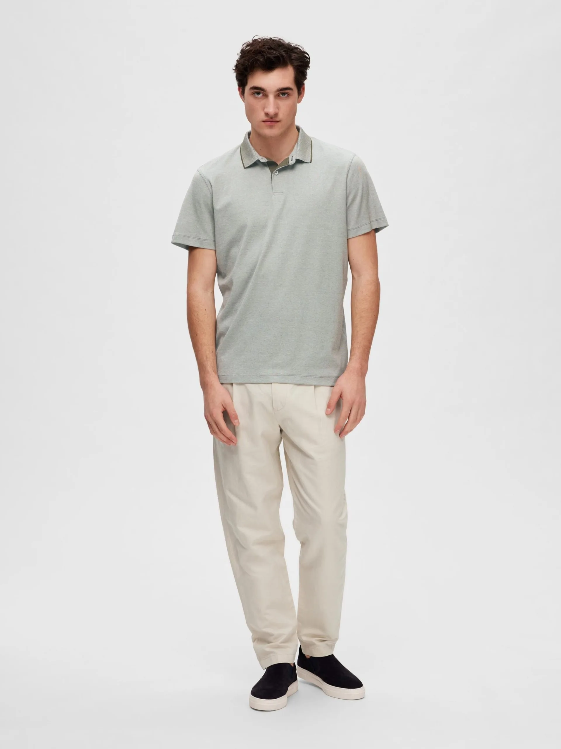 Selected Homme Polos Shirt Leroy Heren Kaki 6 Selected Homme Polos Shirt Leroy Heren Kaki - Afbeelding 4