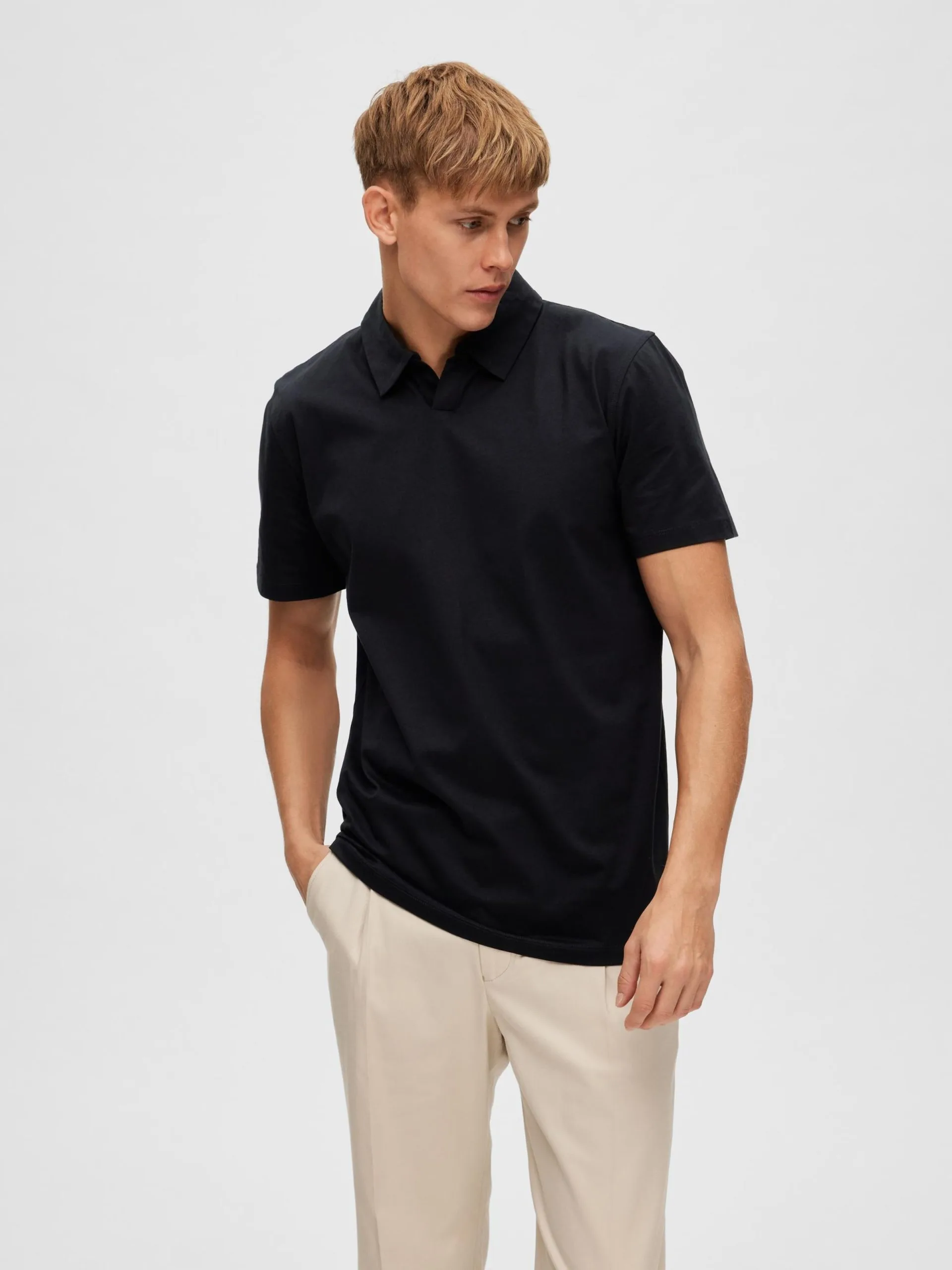 Selected Homme Polos Shirt Hector Heren Zwart 4 Selected Homme Polos Shirt Hector Heren Zwart - Afbeelding 2