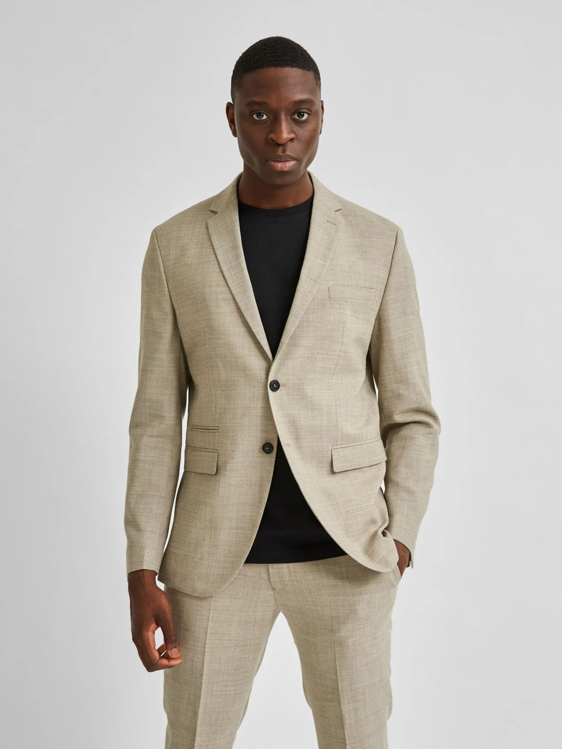 Selected Homme Blazers Slim Fit Colbert Heren Beige Gemêleerd 4 Selected Homme Blazers Slim Fit Colbert Heren Beige Gemêleerd - Afbeelding 2