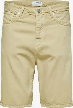 Selected Homme Denim Shorts Regular Jeans Heren Beige