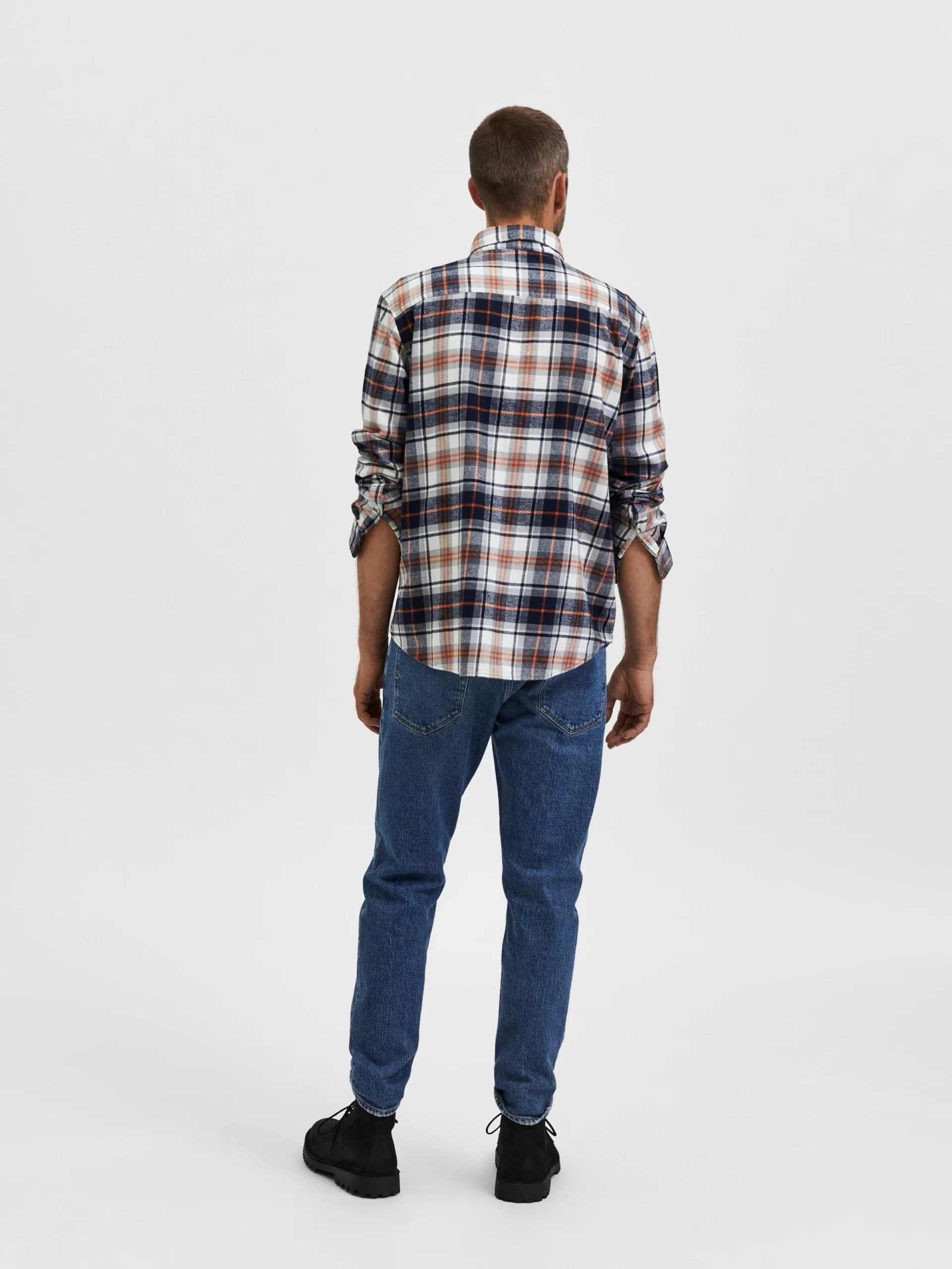 Selected Homme Geruite Overhemden Regular Fit Overhemd Rand Heren Navy 5 Selected Homme Geruite Overhemden Regular Fit Overhemd Rand Heren Navy - Afbeelding 3