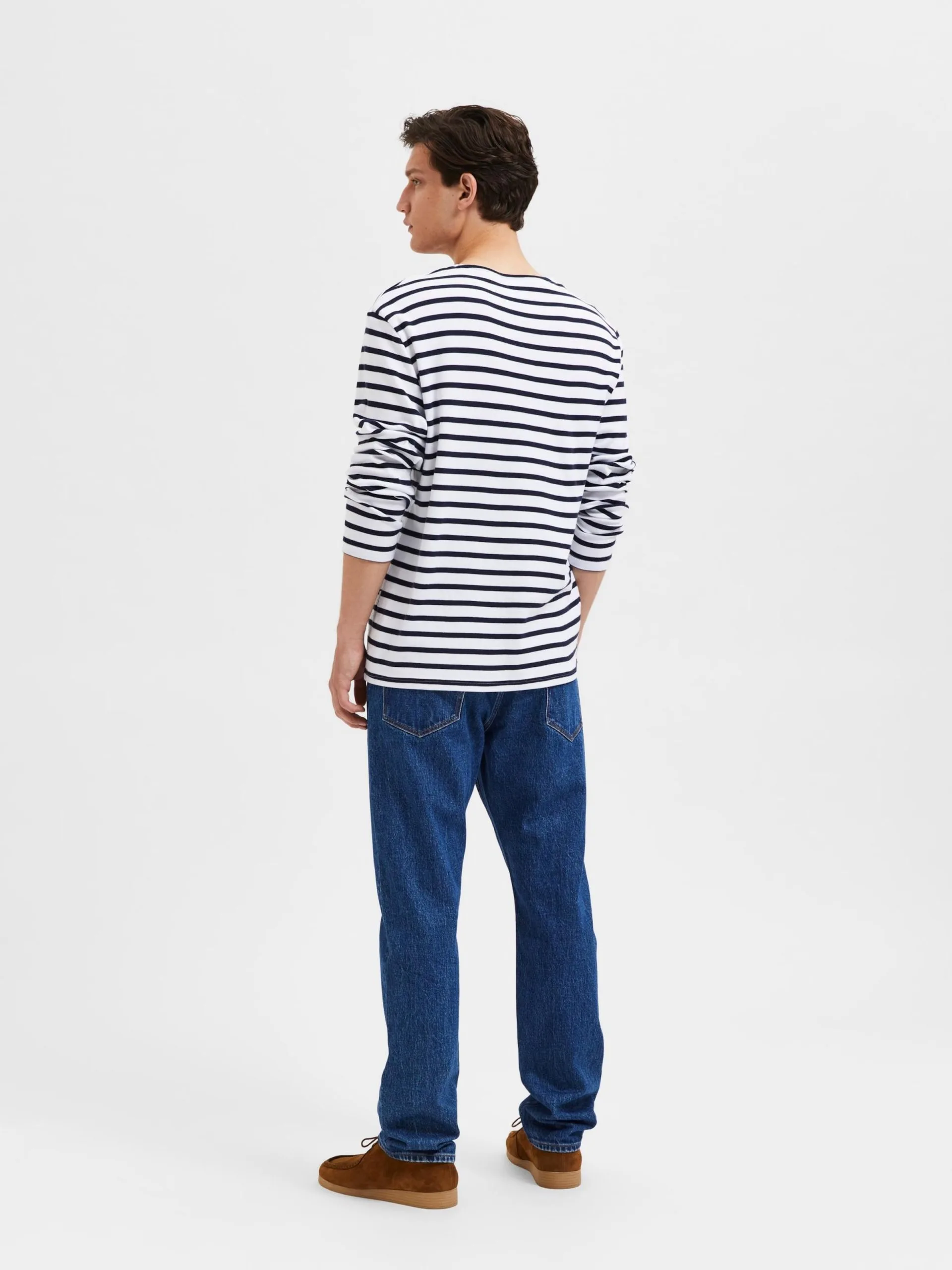 Selected Homme Longsleeves Shirt Briac Heren Navy / Wit 6 Selected Homme Longsleeves Shirt Briac Heren Navy / Wit - Afbeelding 4