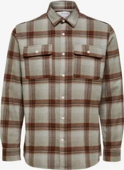 Selected Homme Geruite Overhemden Regular Fit Overhemd Heren Karamel