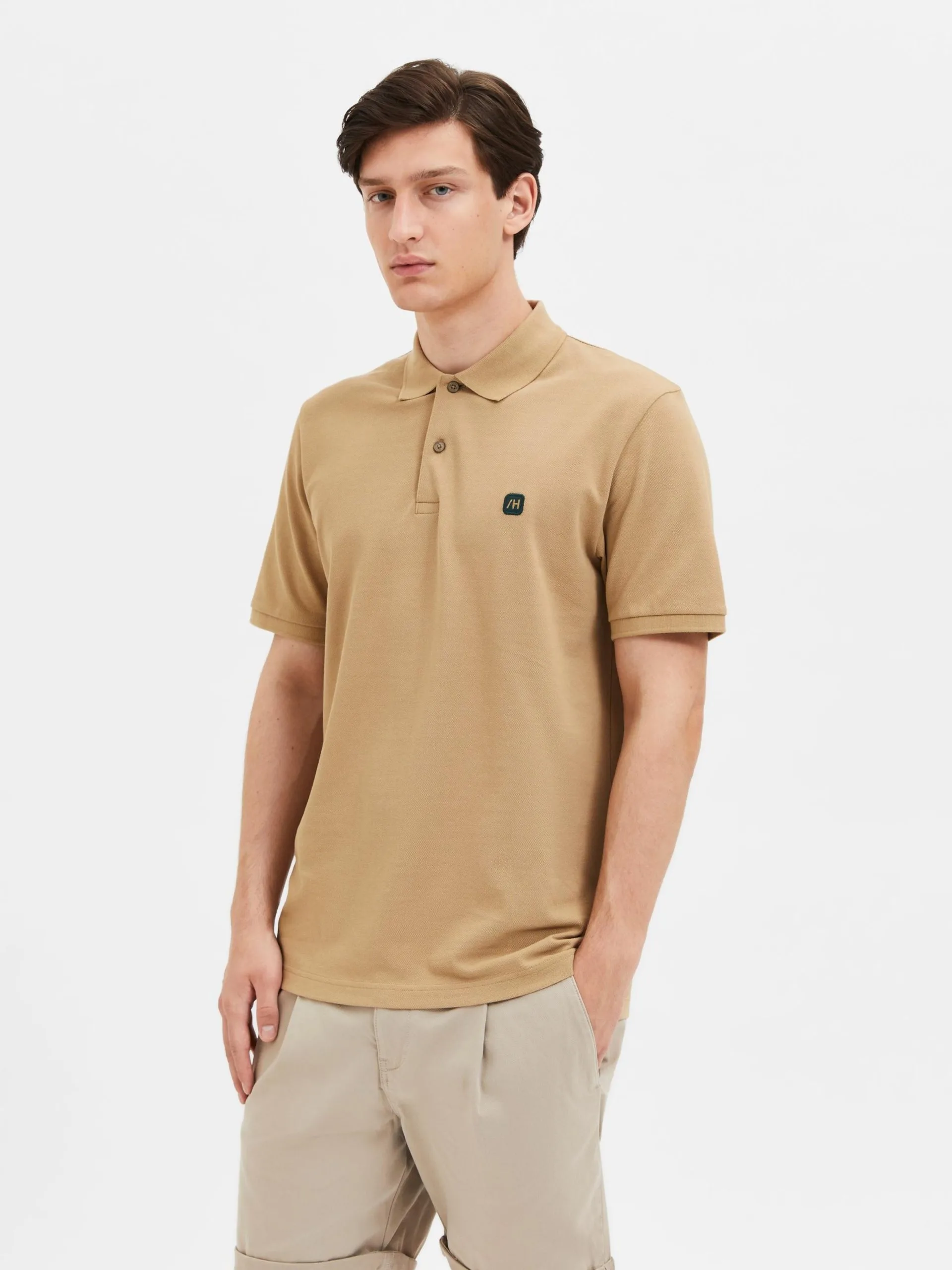 Selected Homme Polos Shirt DANTE Heren Lichtbruin 4 Selected Homme Polos Shirt DANTE Heren Lichtbruin - Afbeelding 2