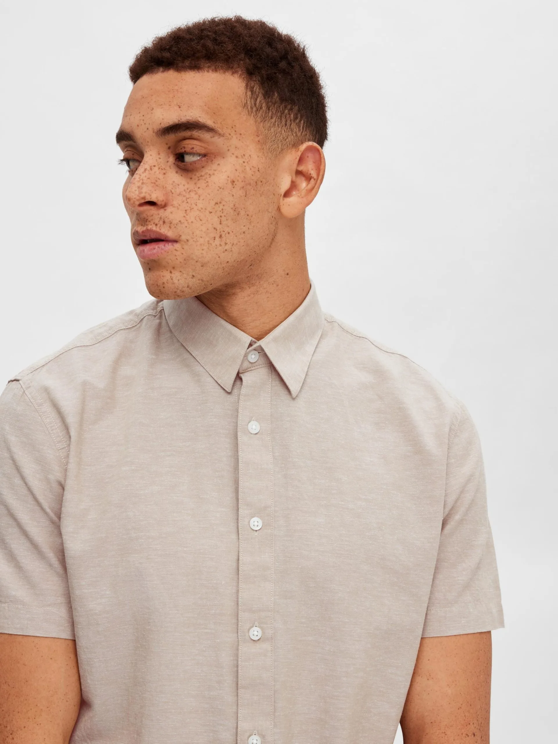 Selected Homme Casual Overhemden Slim Fit Overhemd Heren Beige 8 Selected Homme Casual Overhemden Slim Fit Overhemd Heren Beige - Afbeelding 6