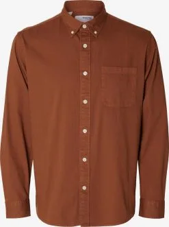 Selected Homme Casual Overhemden Regular Fit Overhemd REGRICK Heren Kastanjebruin