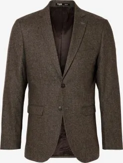 Selected Homme Blazers Regular Fit Colbert Isac Heren Chocoladebruin
