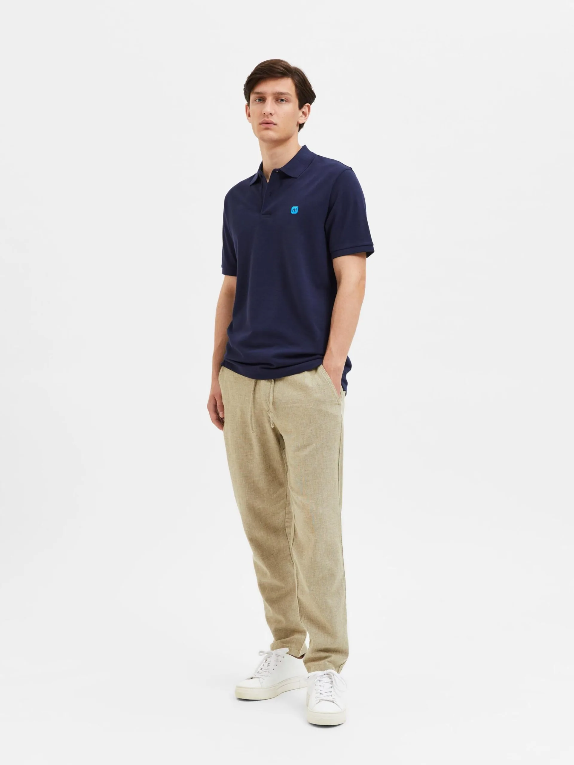 Selected Homme Polos Shirt Dante Heren Navy / Aqua 5 Selected Homme Polos Shirt Dante Heren Navy / Aqua - Afbeelding 3