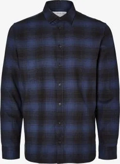 Selected Homme Geruite Overhemden Regular Fit Overhemd Owen Heren Nachtblauw