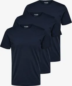 Selected Homme T-shirts Shirt AXEL Heren Navy