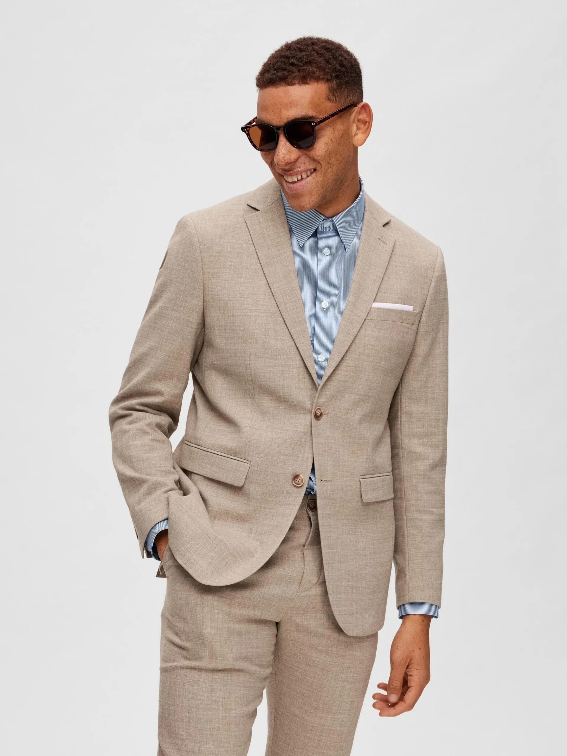 Selected Homme Blazers Regular Fit Colbert OASIS Heren Sand 6 Selected Homme Blazers Regular Fit Colbert OASIS Heren Sand - Afbeelding 4