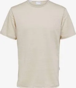 Selected Homme T-shirts Shirt Heren Lichtbeige