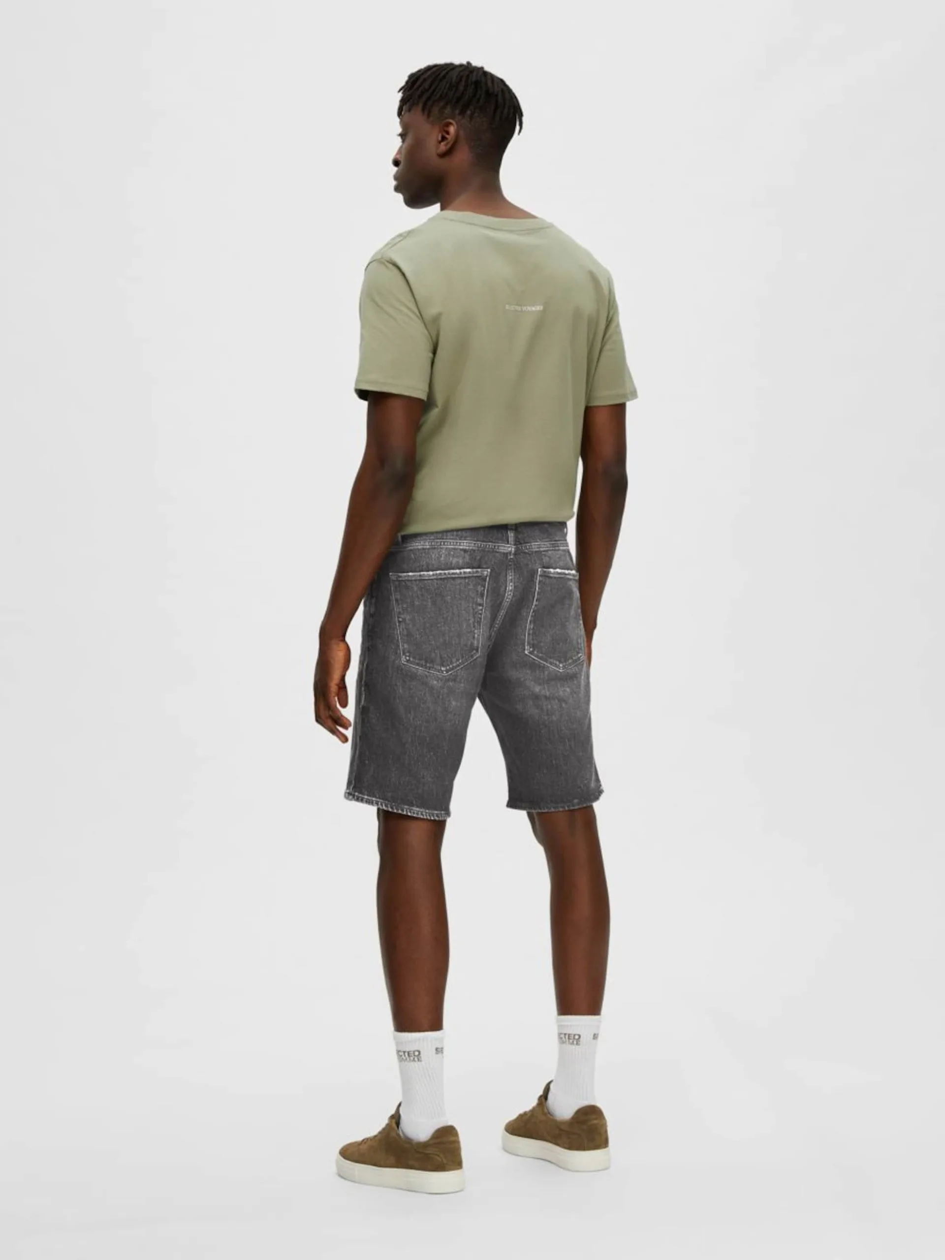 Selected Homme Denim Shorts Regular Jeans Heren Grijs 5 Selected Homme Denim Shorts Regular Jeans Heren Grijs - Afbeelding 3