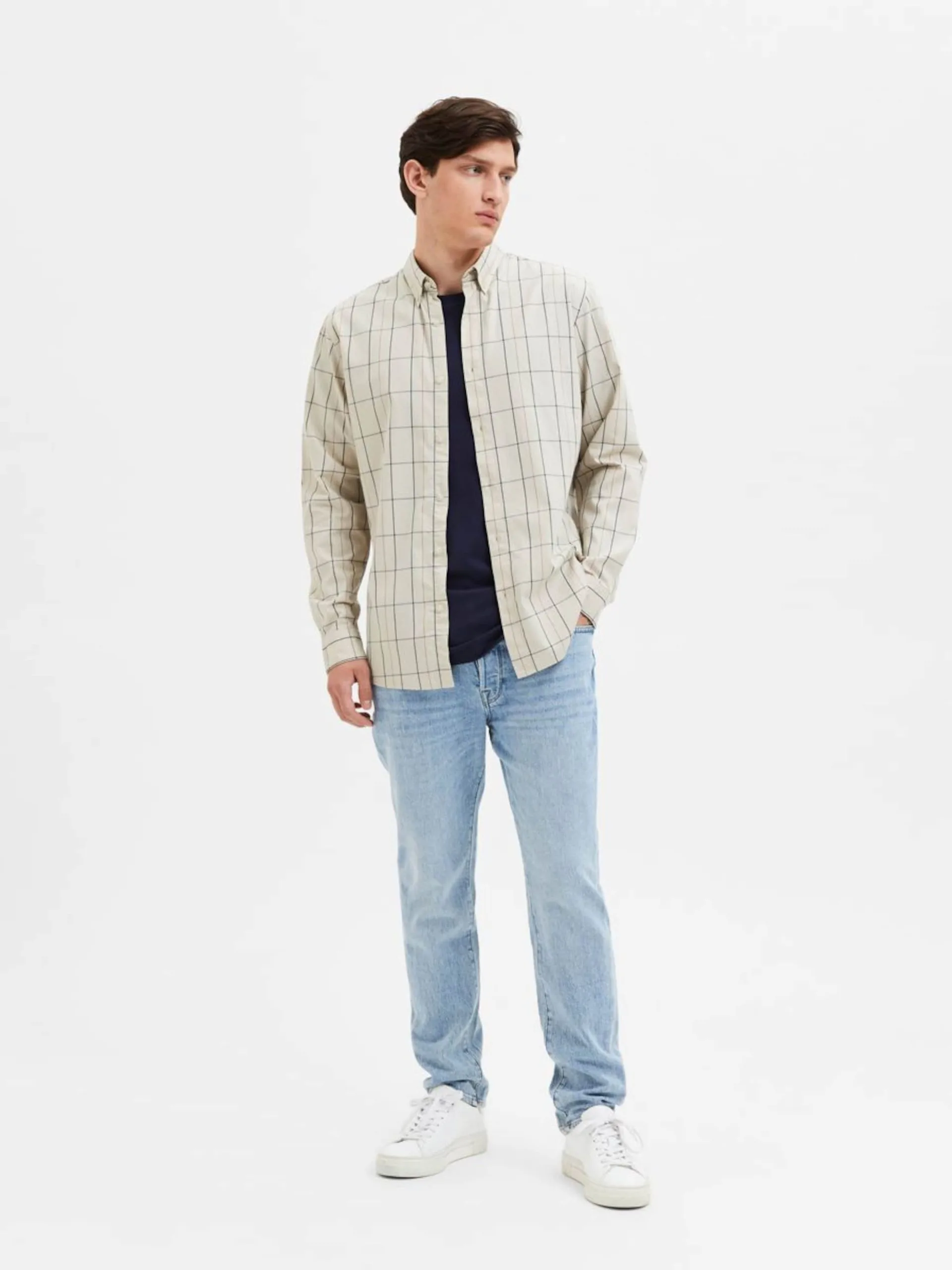 Selected Homme Geruite Overhemden Regular Fit Overhemd Heren Beige 6 Selected Homme Geruite Overhemden Regular Fit Overhemd Heren Beige - Afbeelding 4