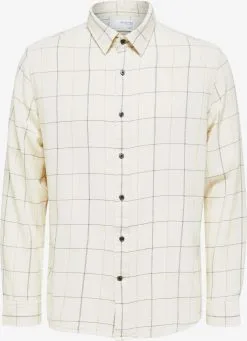 Selected Homme Geruite Overhemden Regular Fit Overhemd Heren Crème
