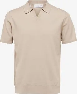 Selected Homme Polos Shirt Teller Heren Beige